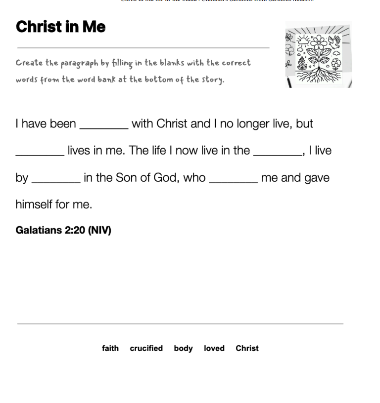 Christ in Me fill-in-the-blank